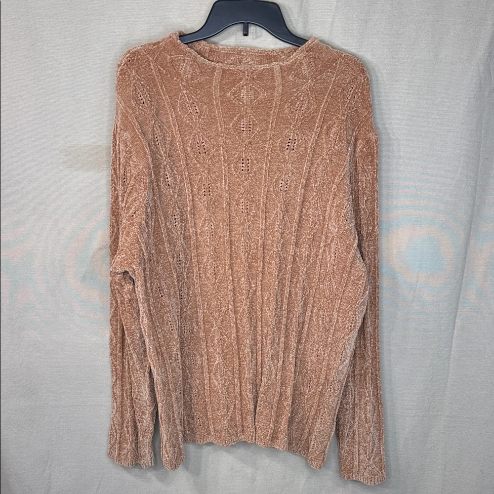 Hearts‎ of Palm Sweater Brown Cable Knit Chenille Tunic in Size 2X  NWT